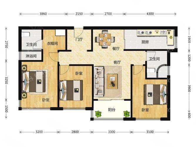 中海翠语江南3室2厅2卫115㎡南149.8万