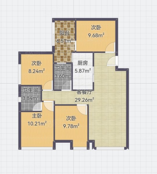 戛纳湾金棕榈4室2厅2卫98.77㎡南北223万