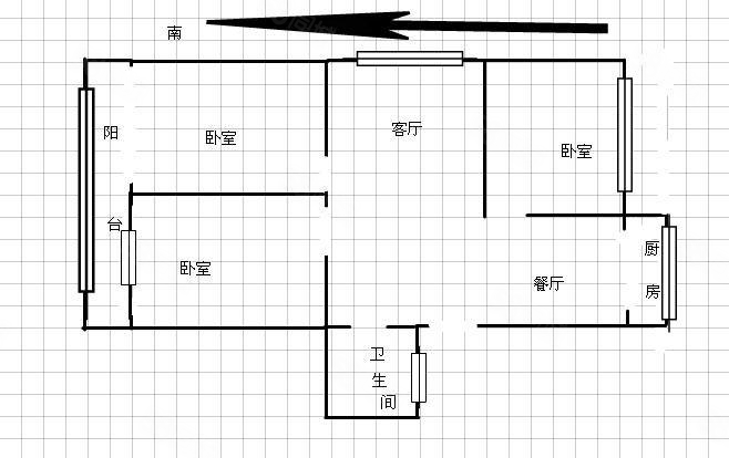 粮兴新居3室2厅1卫95.53㎡南北66万