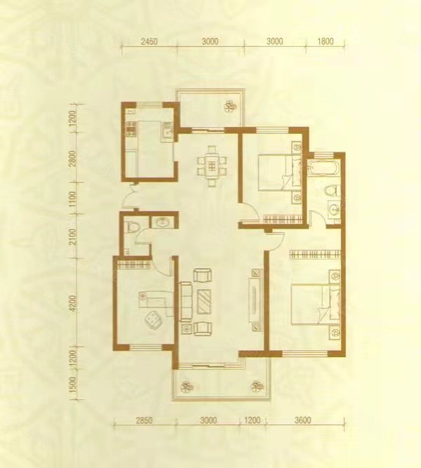 城建花园(东港)3室2厅1卫100㎡南186万