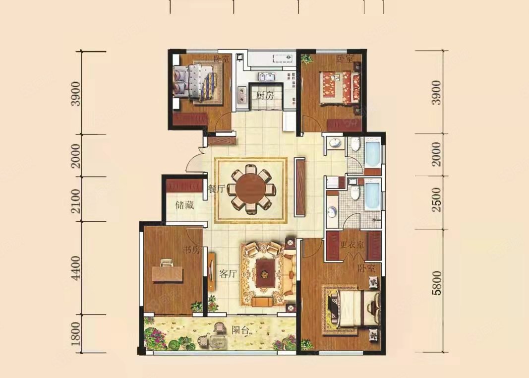 开元上府4室2厅2卫153.14㎡南北430万