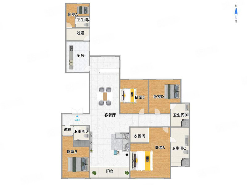 建业天筑5室2厅3卫291.63㎡南1100万