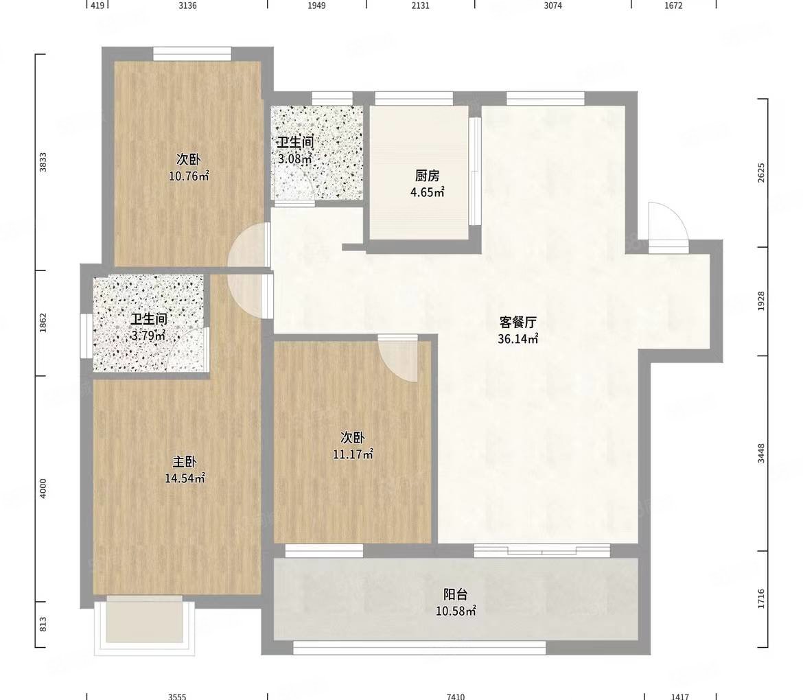 拓基鼎元悦府3室2厅2卫113㎡南北79万