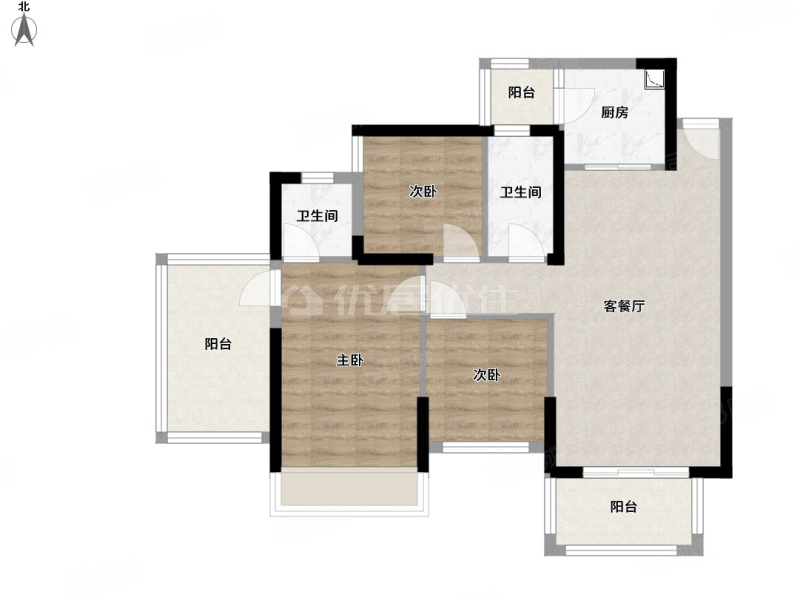 大都华园3室2厅2卫96.9㎡南62万