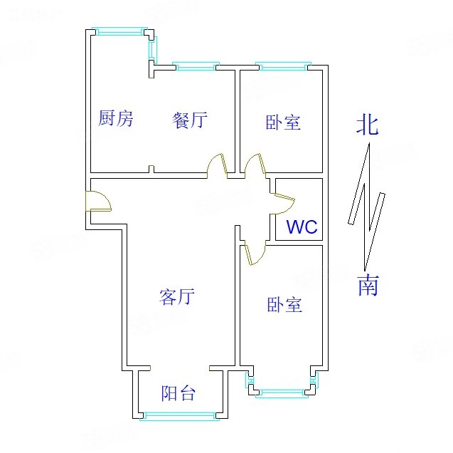 中胜云城2室2厅1卫120.73㎡南北92万