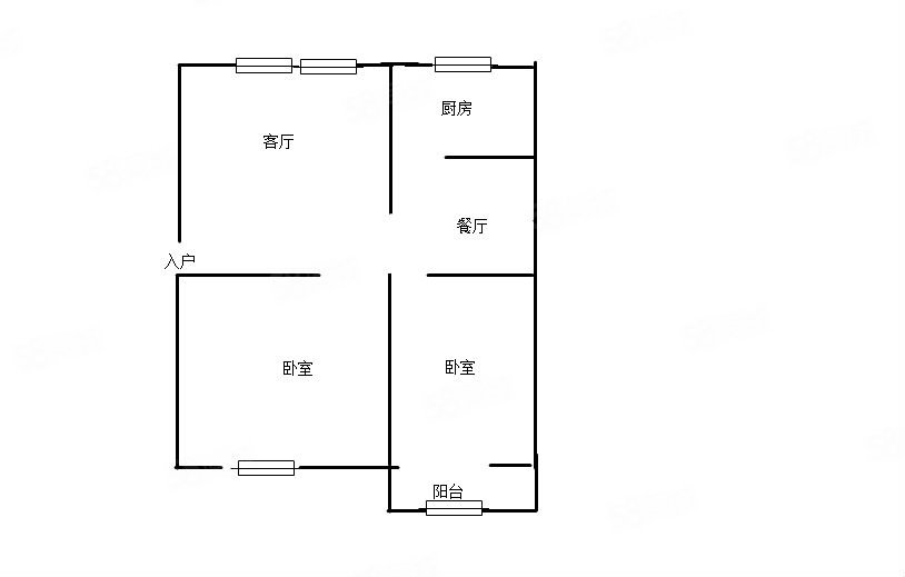 华清中心城(一期)2室2厅1卫83㎡南北140万