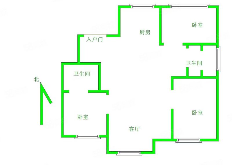 天润水墨嘉华3室1厅2卫118㎡南北95万