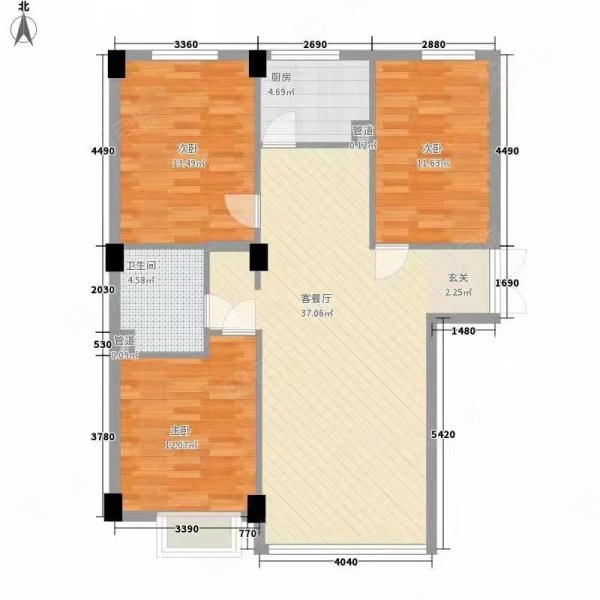 坤怡园3室2厅1卫131㎡南北178万