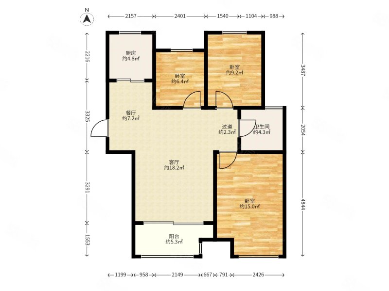 福成上城花园3室1厅1卫105㎡南北92.8万