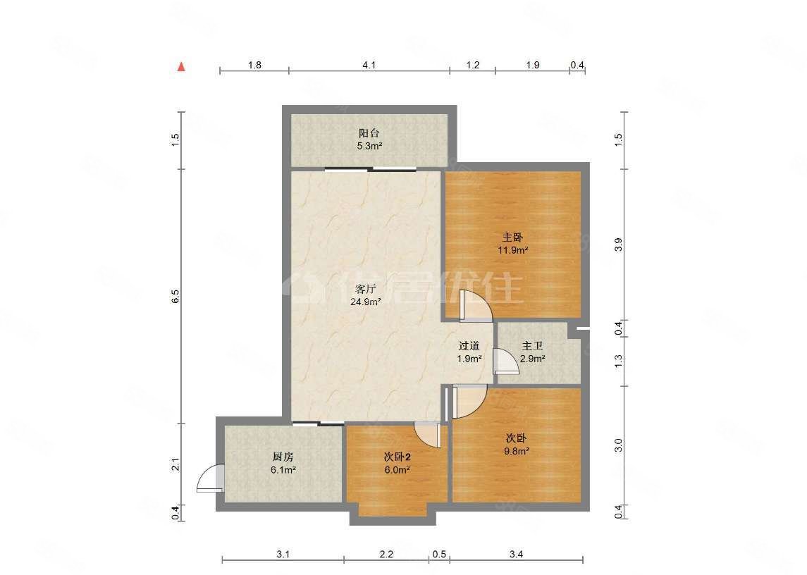 蓝天丽都3室2厅1卫85.42㎡南北35万