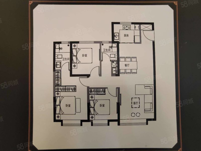 公园柒号3室2厅2卫125㎡南北98万