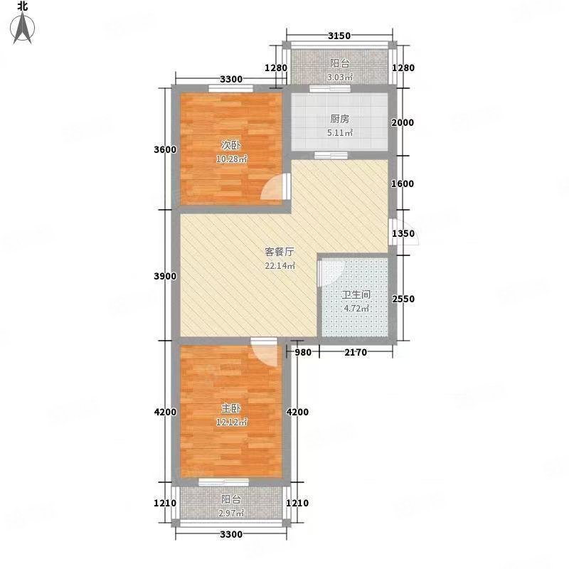 口岸双子座2室1厅1卫117㎡南北52万