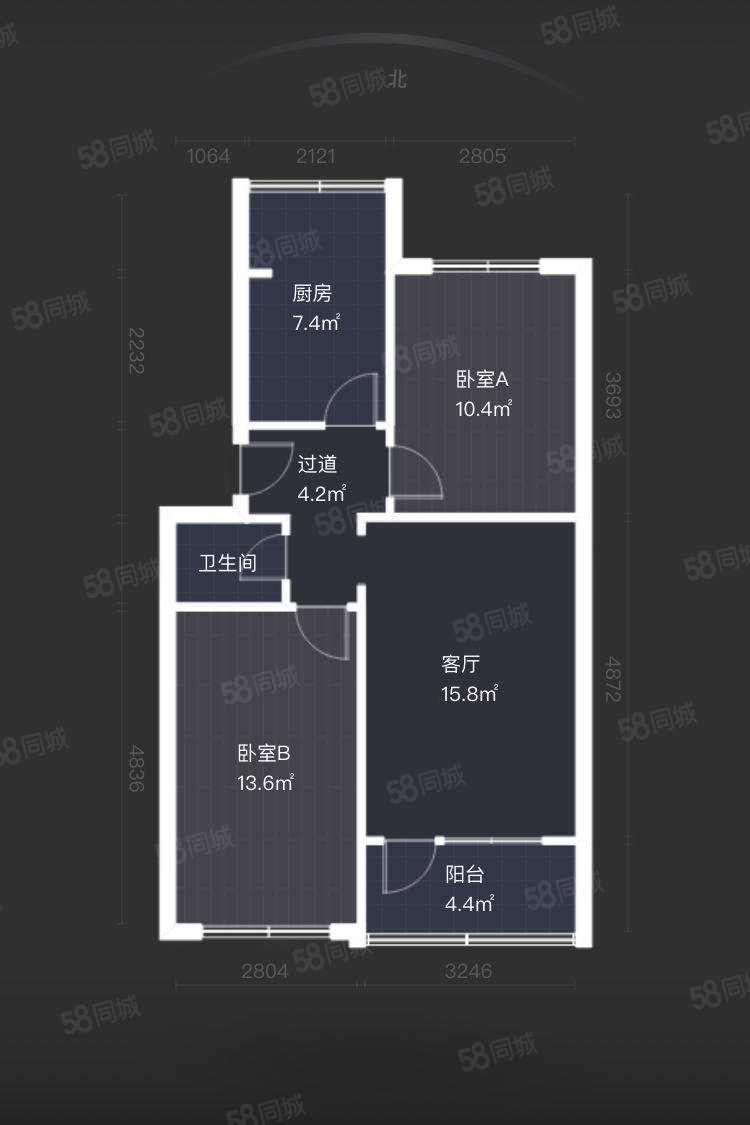 枣园路小区2室1厅1卫69.49㎡南北84万