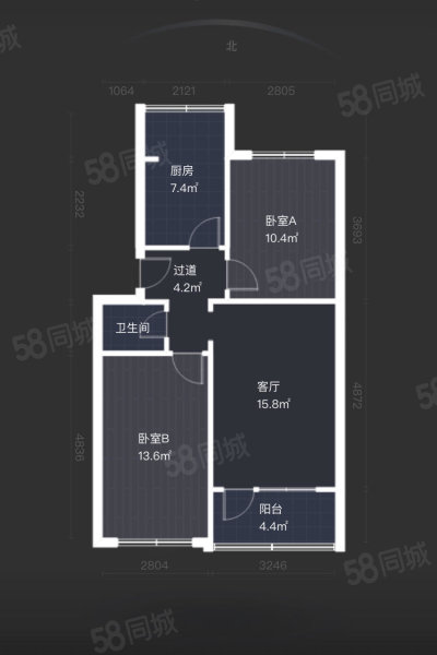 枣园路小区2室1厅1卫69.49㎡南北84万