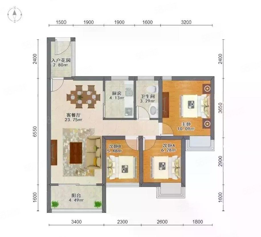 义和商业广场3室2厅1卫89㎡南33万