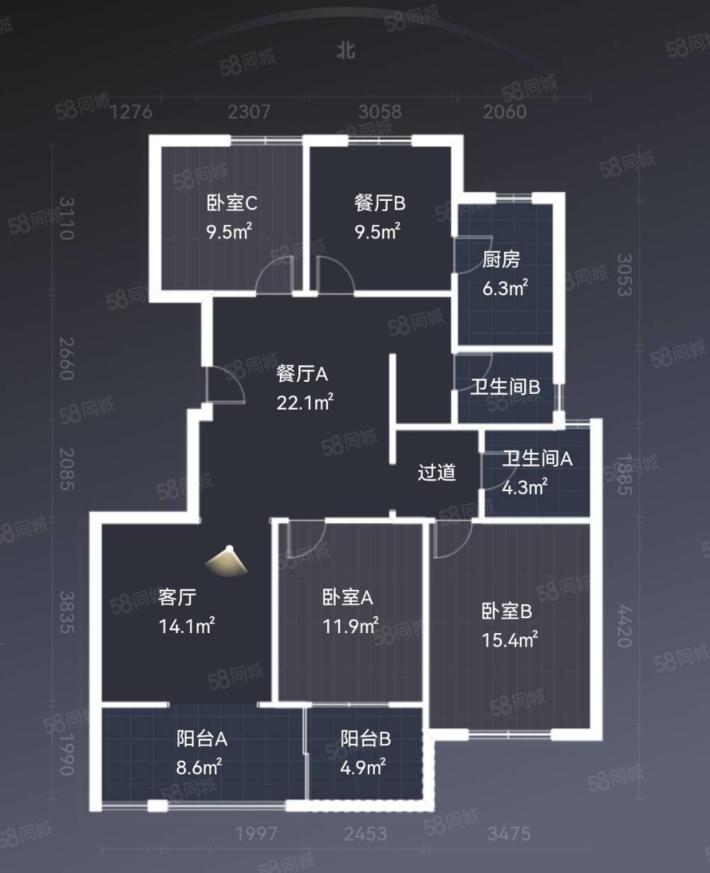 金石蓝郡4室2厅2卫129㎡南北149.8万