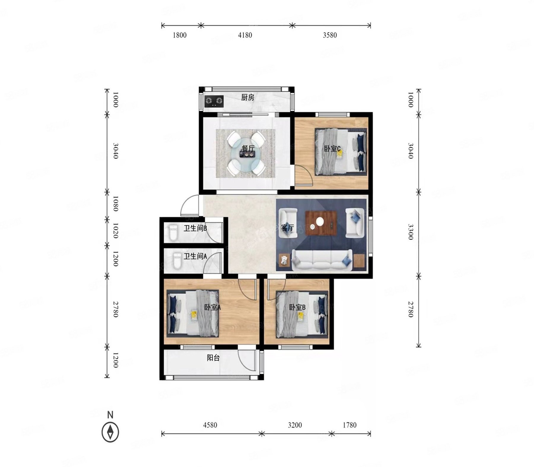 郝莊家園(南區(qū))3室2廳2衛(wèi)135.4㎡南北255萬(wàn)