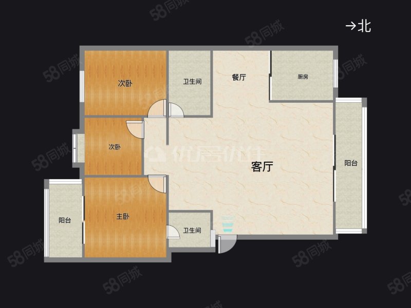 柏涛湾3室2厅2卫130㎡南北78万