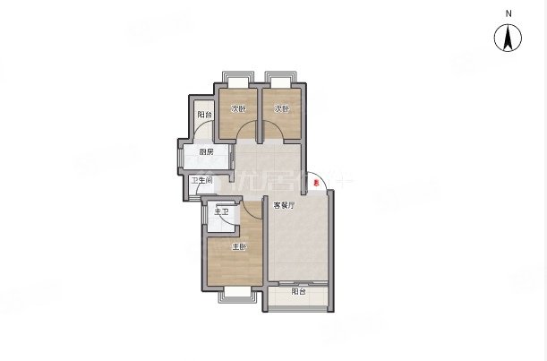 倚林佳园3室2厅2卫122.63㎡南北160万