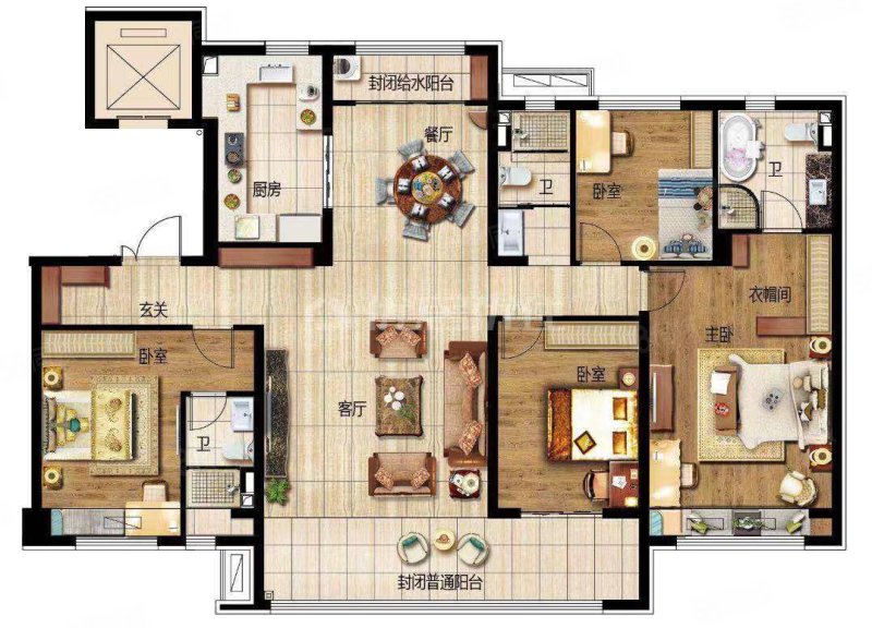 蓉国新赋(A区)4室3厅2卫170㎡南北90万