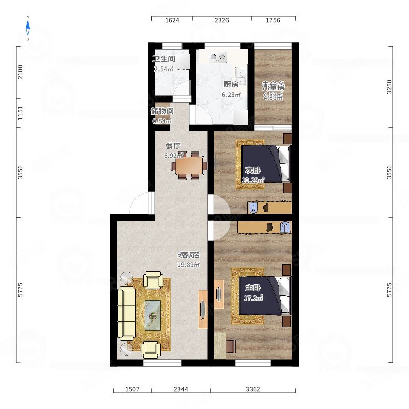 罗家岗小区2室2厅1卫79.3㎡东西26.8万
