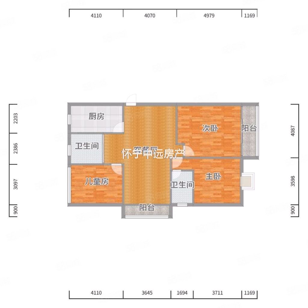 玉龙湾小区3室2厅2卫115㎡南北85万