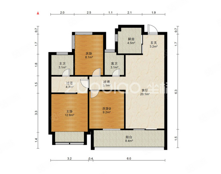 绣津小区3室2厅2卫96㎡南北395万