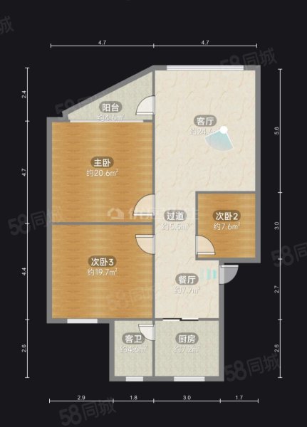 鑫兴佳苑3室2厅1卫90.58㎡南北58万