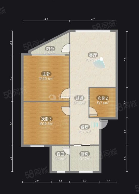 鑫兴佳苑3室2厅1卫90.58㎡南北58万