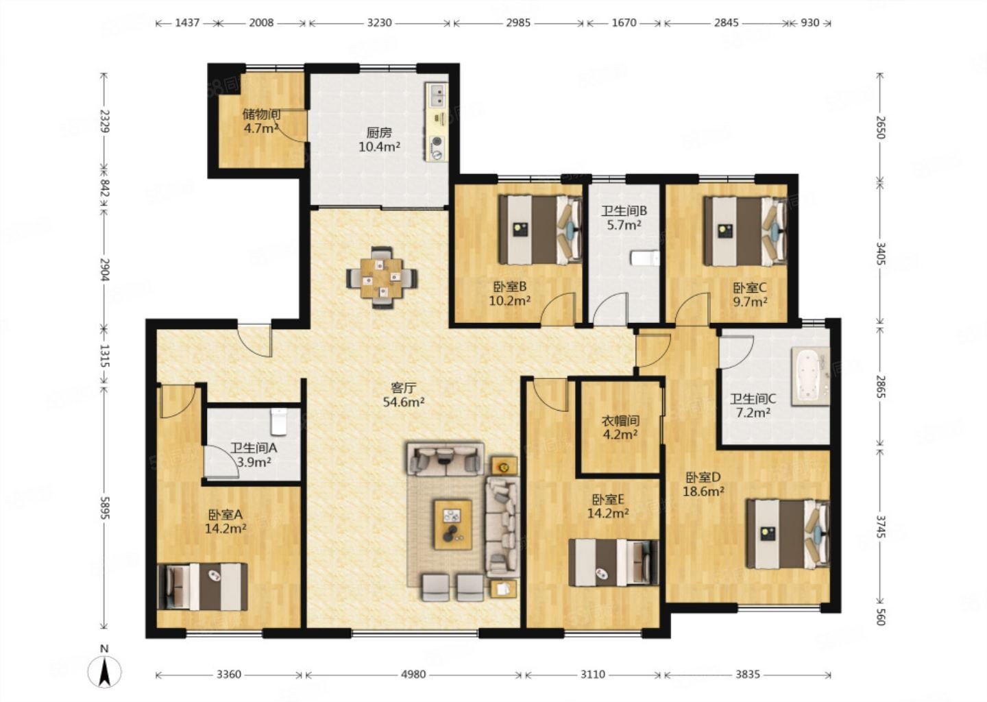 中海半山华府5室2厅3卫185.64㎡南北330万