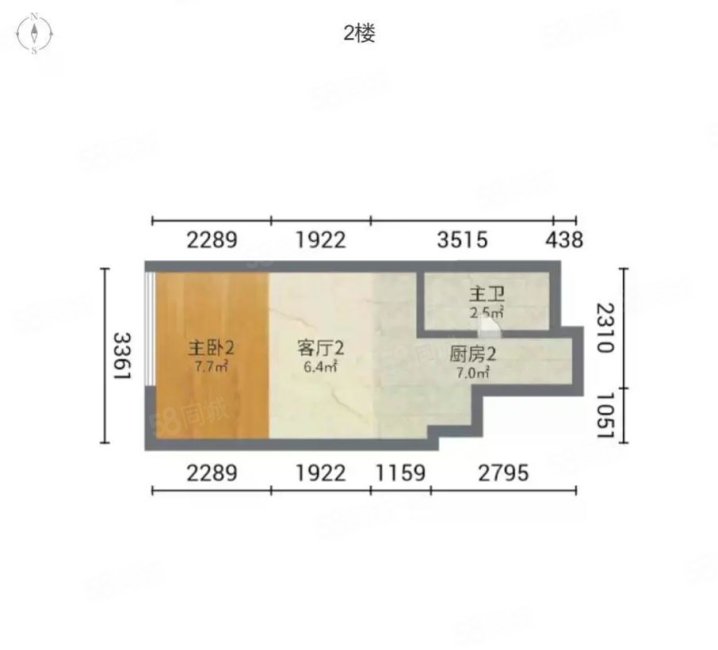 果房公寓西区2室2厅2卫36㎡南北21万