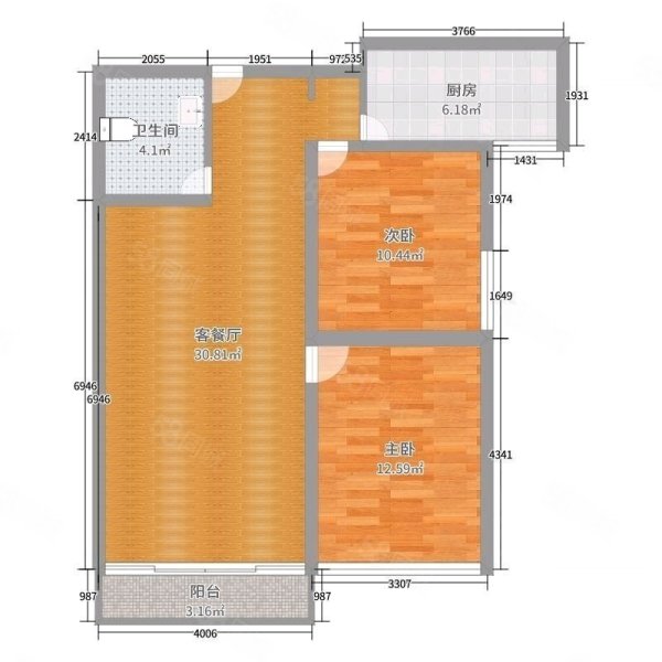 君悦豪庭2室2厅1卫90㎡南北65万