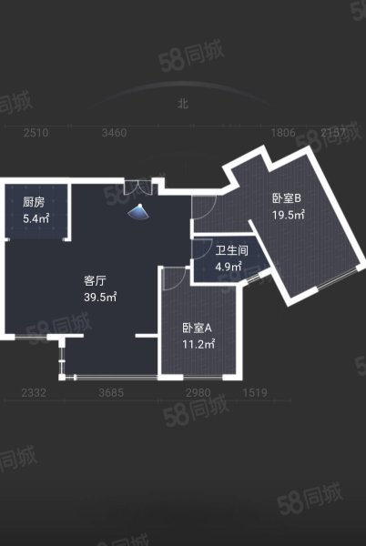 视界郡墅2室2厅1卫109.69㎡南北112万