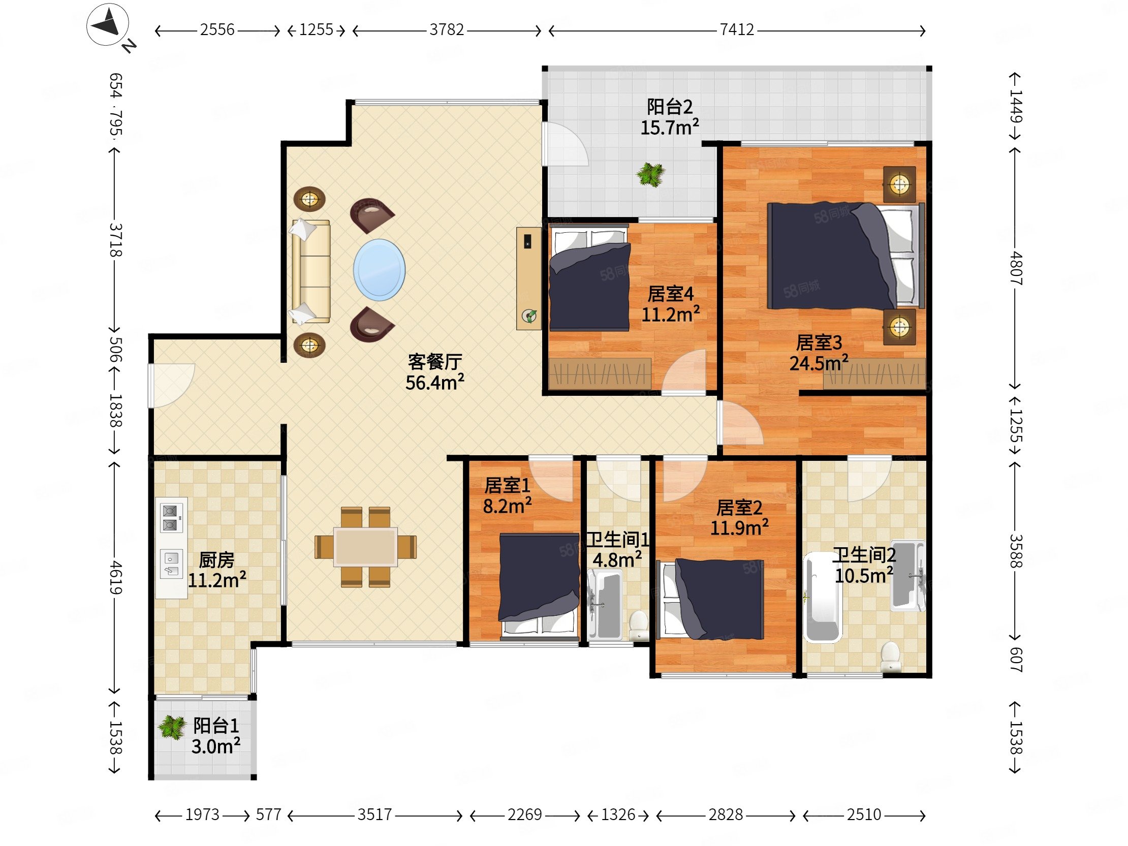 香山美墅4室2厅2卫177㎡南北0万