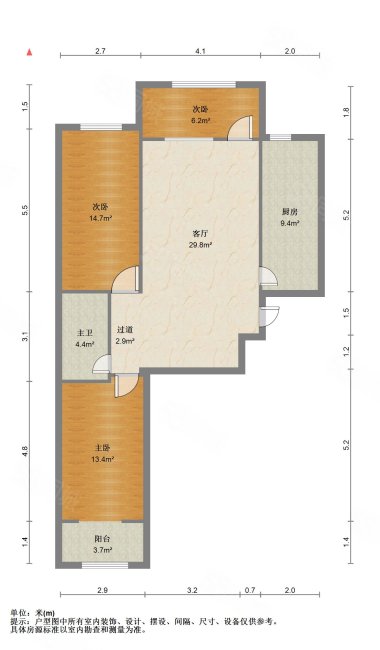 新一代C区3室2厅1卫97㎡南北89万