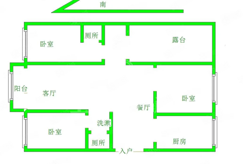 凤凰花园3室2厅2卫121.18㎡南北68万