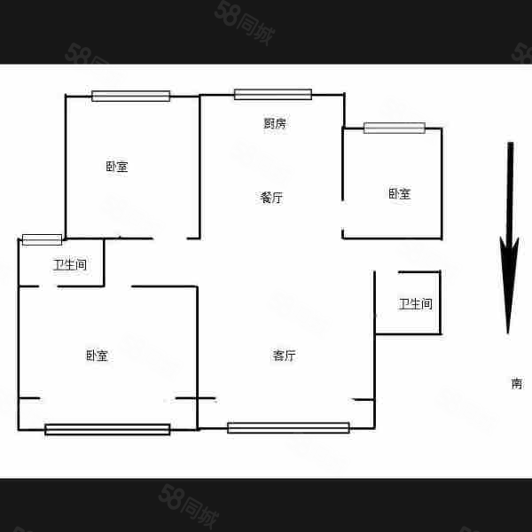 君河湾(瀍河回族)3室2厅2卫121.08㎡南北100万