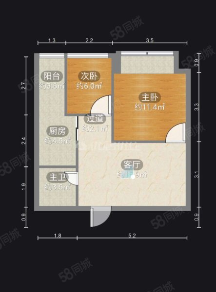 金鹏两江时光3室1厅1卫57㎡南53万