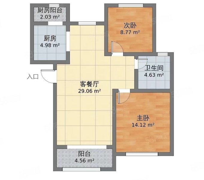 学府名居2室2厅1卫88㎡南北46.8万