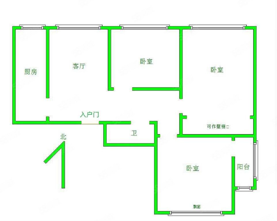 吉隆公寓3室2厅1卫111.81㎡南北86万