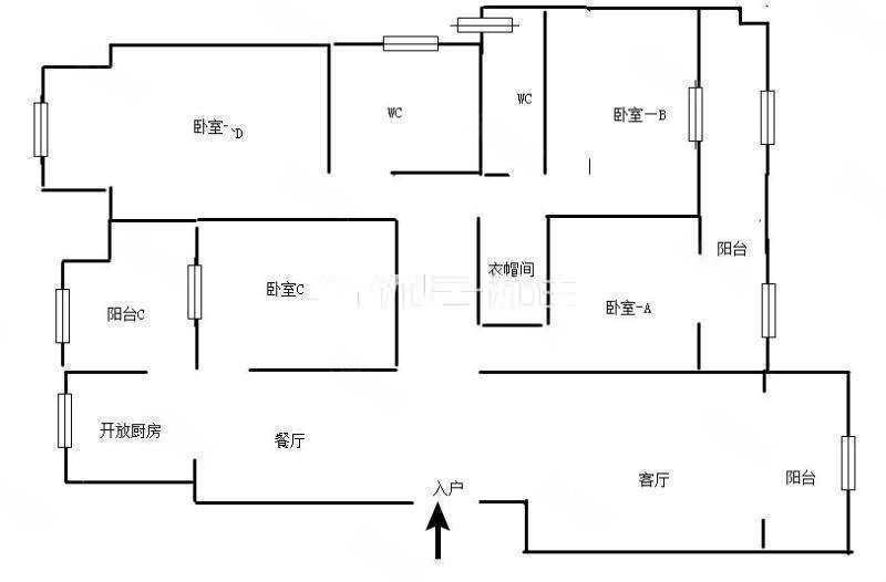 宏峰上上城(3期)4室2厅2卫137㎡南北198万