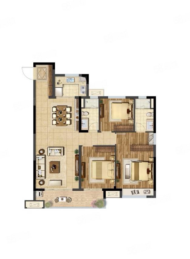 金科华地紫园3室2厅2卫124㎡南北88万