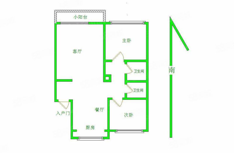 金川电力开发区住宅楼2室2厅2卫94.72㎡南北45万