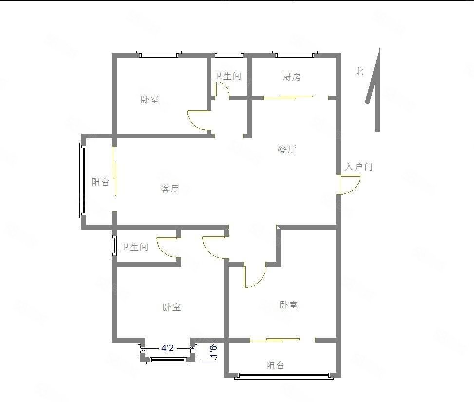 兆丰雅苑3室2厅2卫135㎡南北102万