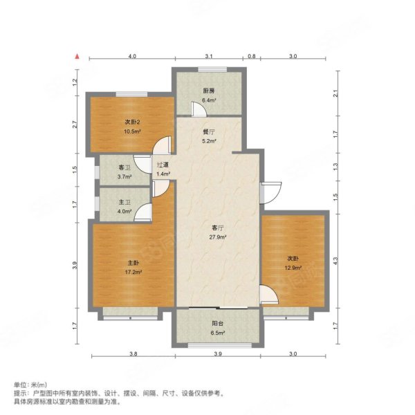 凤凰首府3室2厅2卫127㎡南北100万