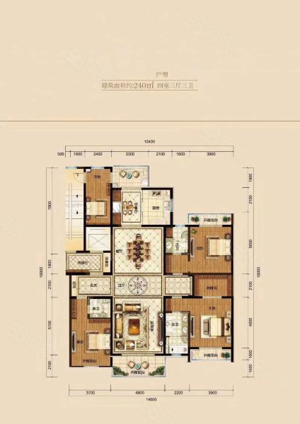 昊元上品4室3厅3卫245㎡南北167万