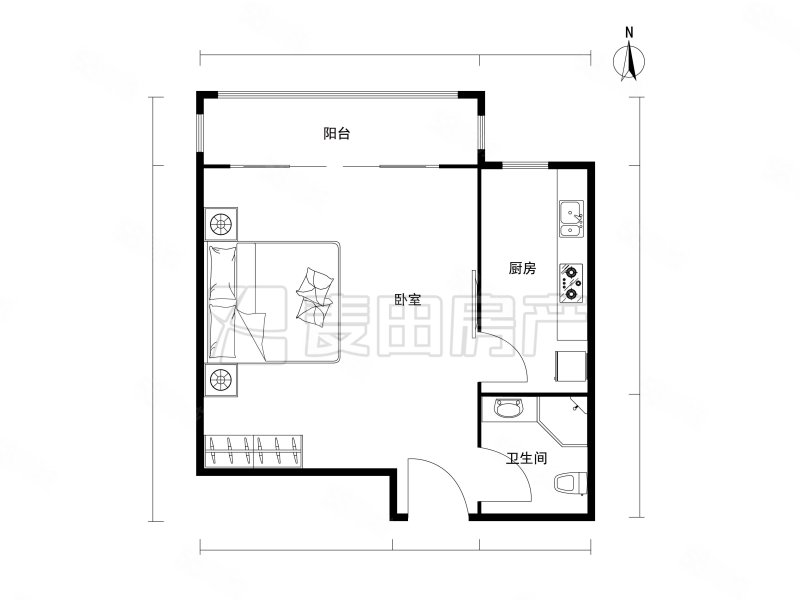 知本时代1室1厅1卫43㎡西北368万