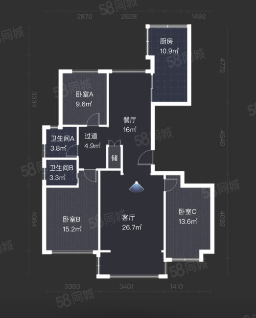 东璟华庭3室2厅2卫139㎡南北205万