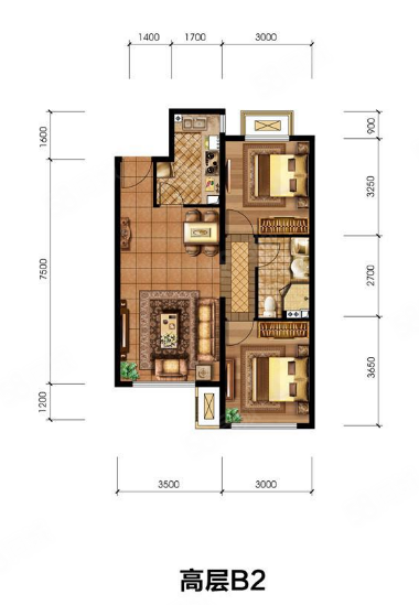八達嶺孔雀城棲山會2室2廳1衛(wèi)75㎡南北32萬