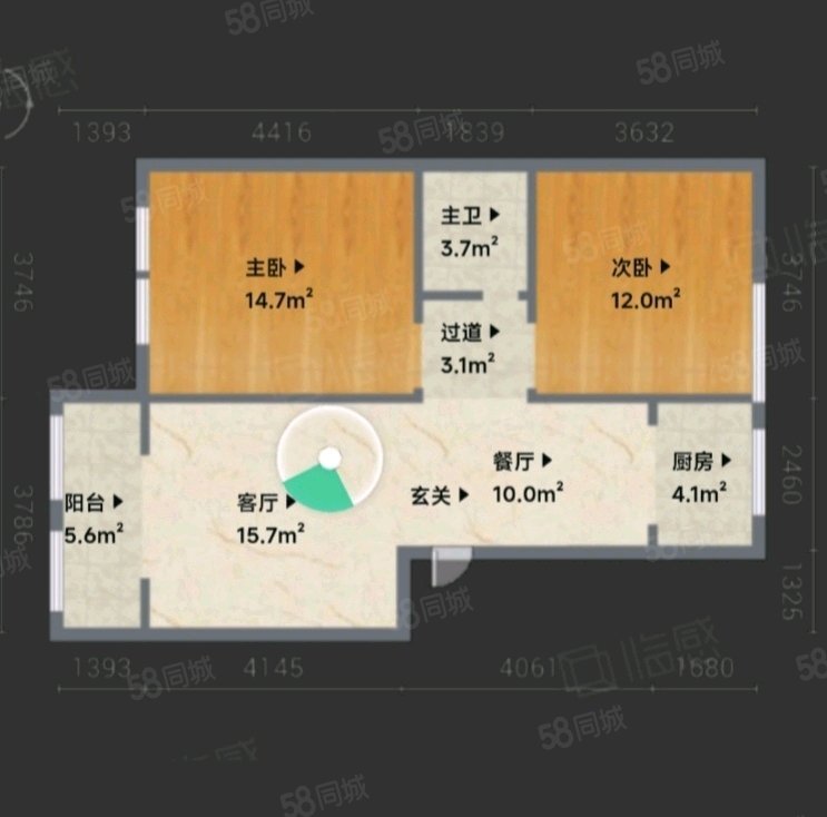 理想城(牧野)2室2厅1卫89㎡东西55万